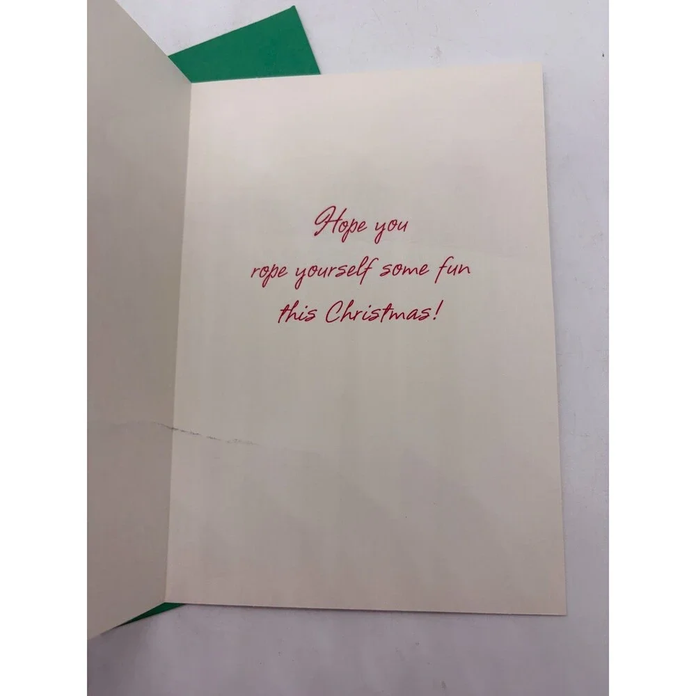 Hallmark Christmas Card Tim Bowers Santa Riding Reindeer Lasso PX 575-6